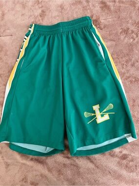Green Athletic Lacrosse Shorts with Yellow Trim Size Men’s Small. Yale Brand